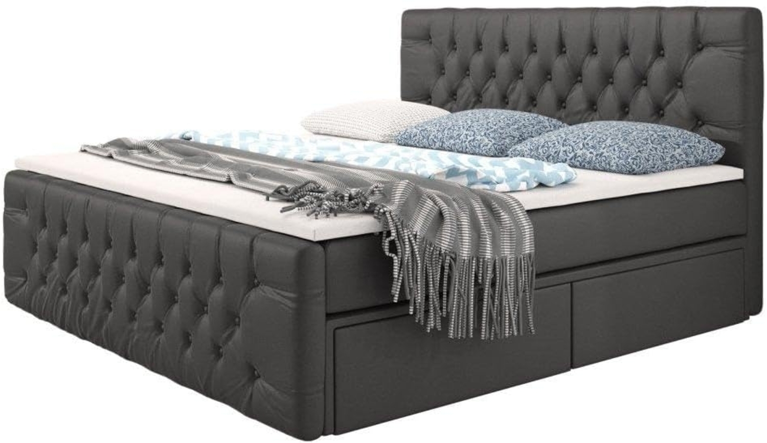 Boxspringbett Sognare mit Stauraum 120x200 Grau H3 (70-100kg) Bild 1