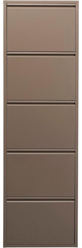 Kare Design Schuhschrank Caruso, Taupe, Stahl, mit 5 Klappen, Schuhablage für 10 Paar Schuhe, schmal, platzsparend, hoch, Schuhregal, Eingangsbereich, 170x50x15 cm (H/B/T) Bild 1