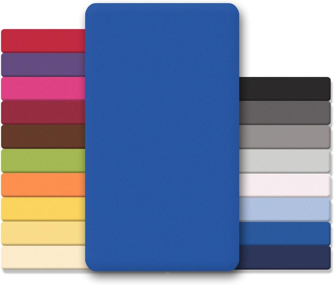 CelinaTex Jersey Topper Spannbettlaken Lucina 140x200-160x200cm royal blau 100% Baumwolle gekämmt bis 12cm Matratzenhöhe Spannbettbezug, Leintuch, Bettlaken, elastisch, Strech, Oeko-Tex Bild 1