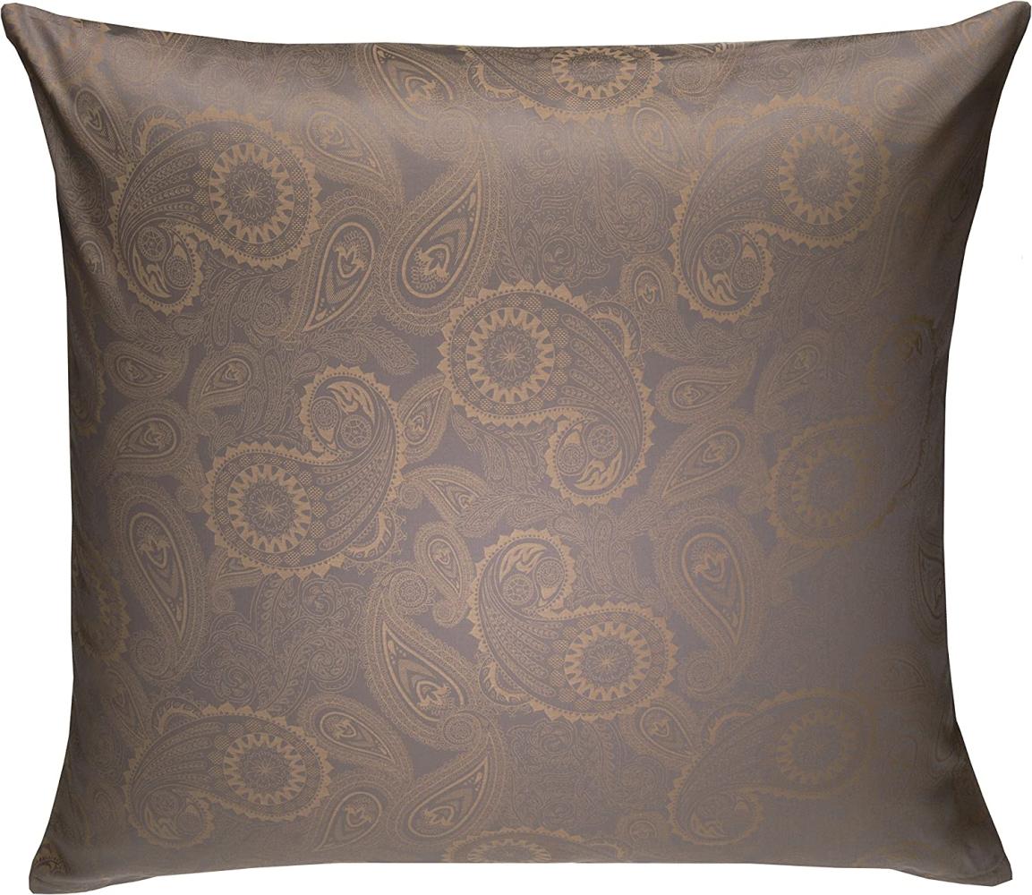 Bettwaesche-mit-Stil Mako-Satin Damast Paisley Bettwäsche "Davos" gold braun - grau Kissenbezug 40x40 cm Bild 1