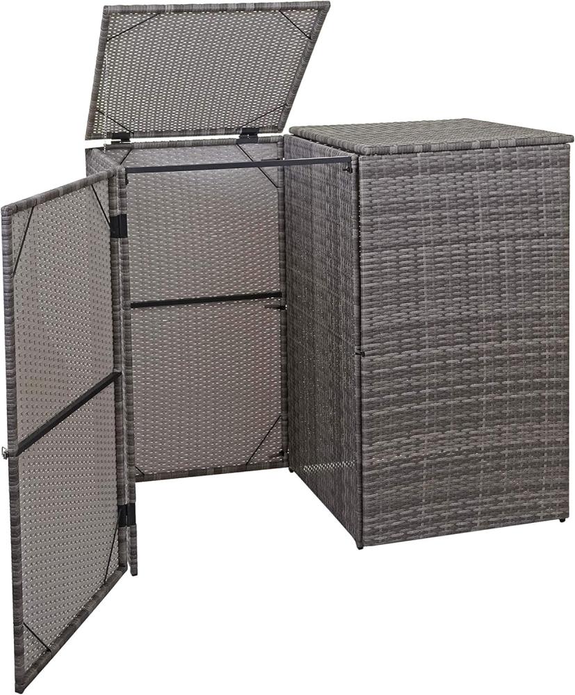 2er-Mülltonnenverkleidung HWC-E25, Mülltonnenbox Mülltonnenabdeckung, Poly-Rattan 2x120l ~ grau Bild 1