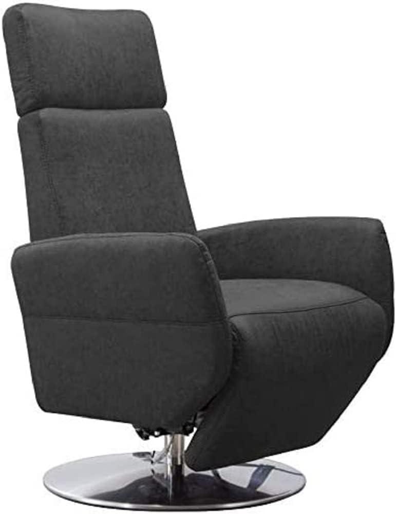 Cavadore TV-Sessel Cobra / Fernsehsessel mit Liegefunktion, Relaxfunktion / Stufenlos verstellbar / Ergonomie S / Belastbar bis 130 kg / 71 x 108 x 82 / Lederoptik Anthrazit Bild 1