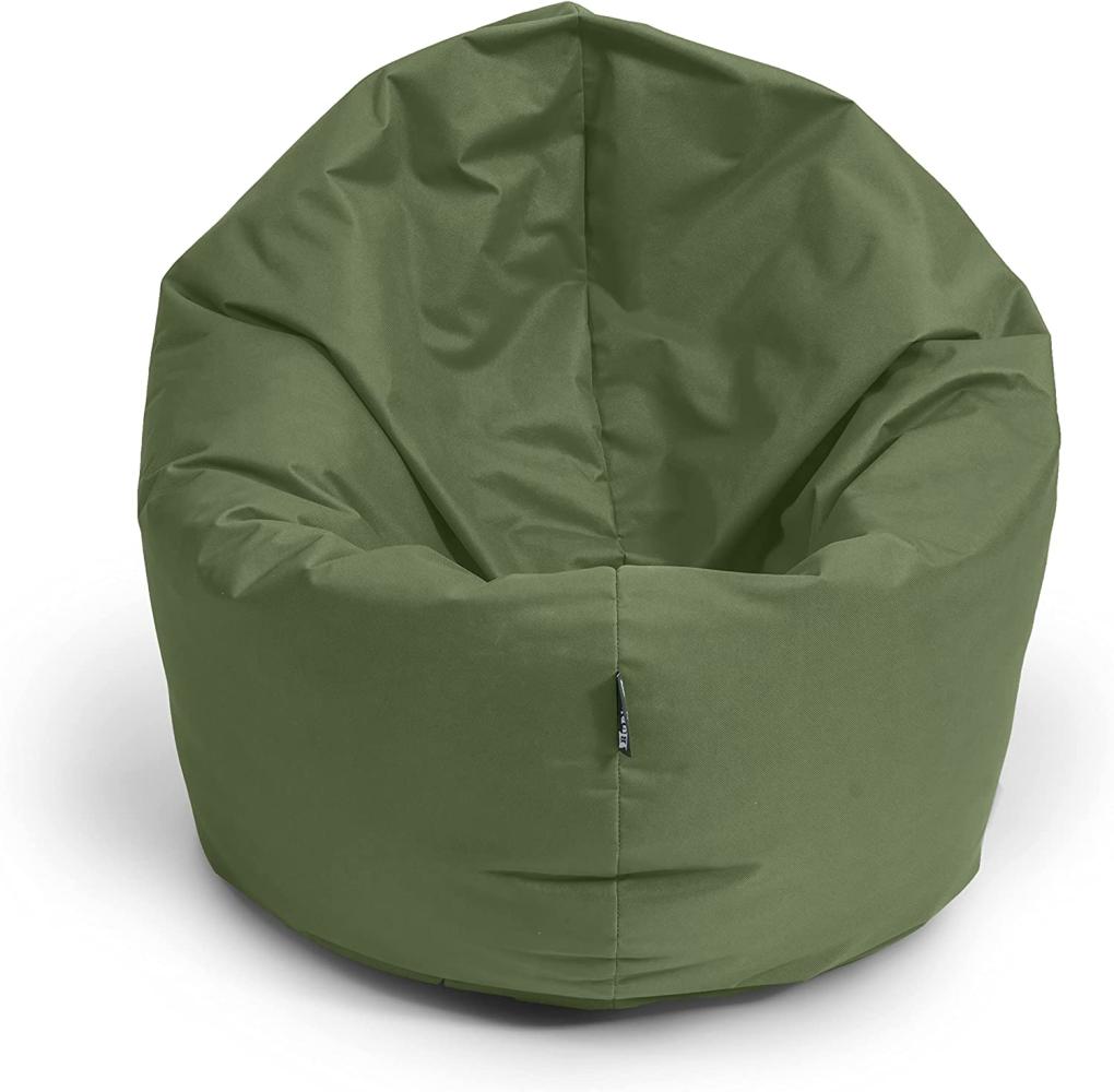 BubiBag XXL Sitzsack, Riesensitzsack für Erwachsene - XXL Sitzsäcke, Sitzkissen oder Gaming Sitzsack, geliefert mit Füllung (145 cm Durchmesser, Khaki) Bild 1