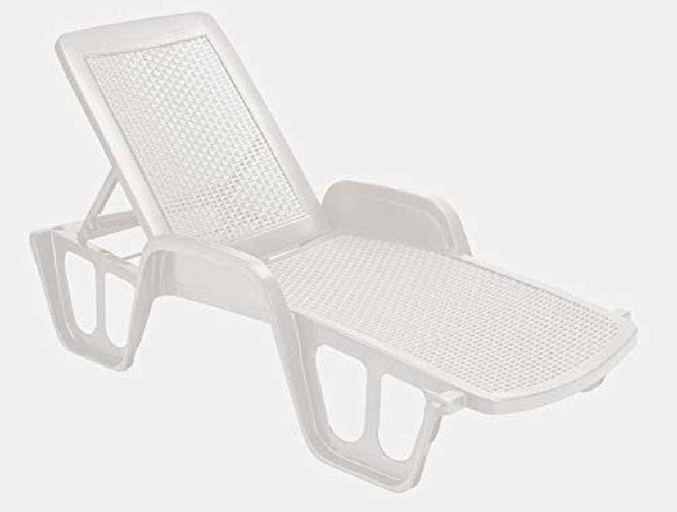 Dmora - Sonnenliege Milano, verstellbare Gartenliege mit Armlehnen, Outdoor-Liege, 100 % Made in Italy, 192 x 71 x 100 cm, Weiß Bild 1