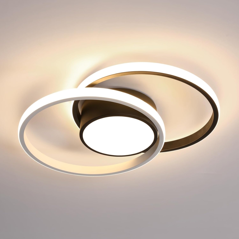 Comely LED Deckenlampe, 42W LED Deckenleuchte Modern Runden Lampe für Schlafzimmer Badezimmer Küche Balkon, Dia 40cm, Natürliches Licht 4500K, Schwarz Bild 1