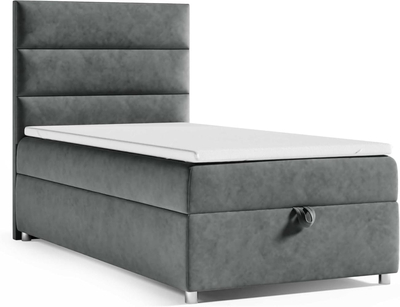 Best for Home Boxspringbett K4 SINGLE mit Bettkasten (Graphit 90x200) Bild 1