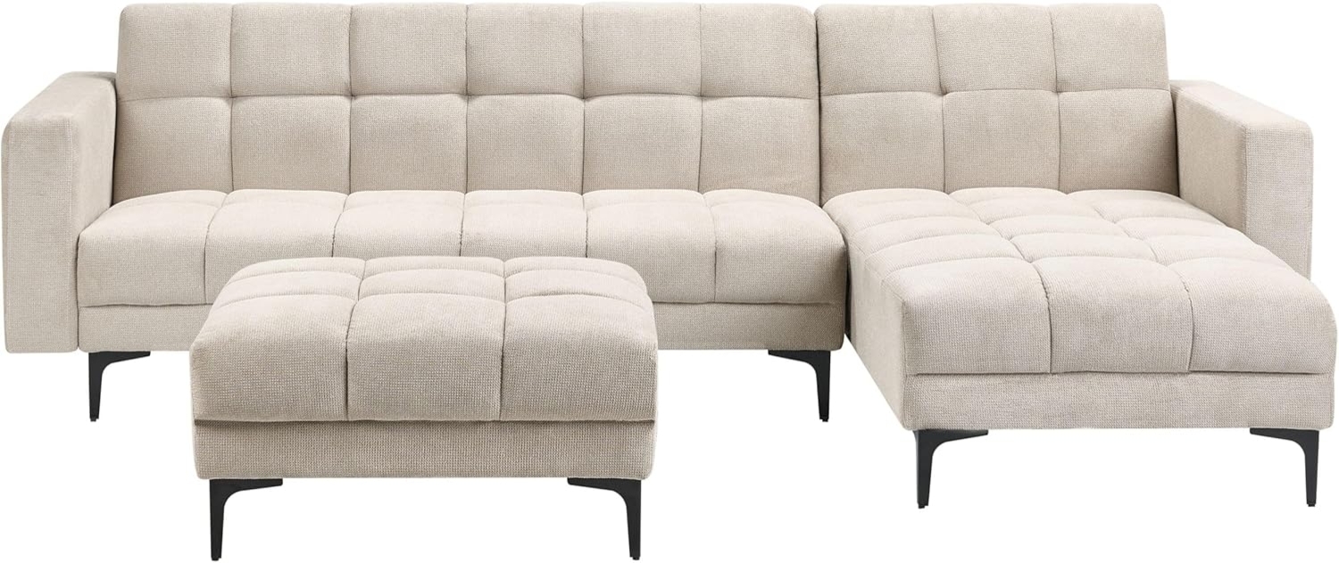 Linksseitiges Ecksofa mit Ottomane ALNES Beige Linksseitig Bild 1