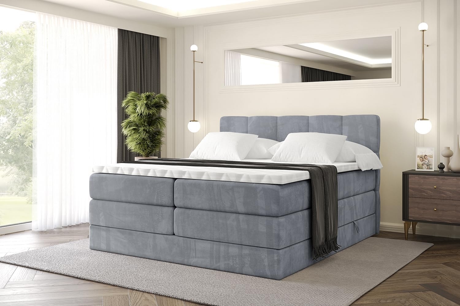 ALTDECOR Boxspringbett LIRO KING (Multipocket-Matratze H4, H3 Matratze Bonellfederung, Topper, Kopfteil) Bild 1