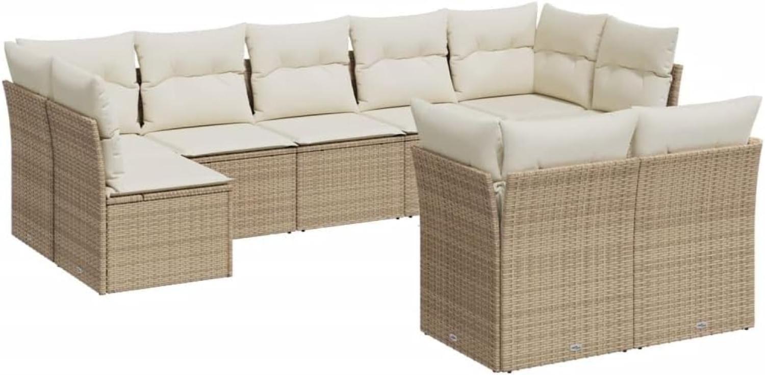 vidaXL 9-tlg. Garten-Sofagarnitur mit Kissen Beige Poly Rattan 3218148 Bild 1