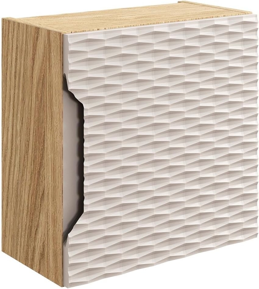 Lomadox Hängeschrank OLUO-56-BEIGE Wandschrank Badschrank, Eiche mit beige, 3D-Struktur Bild 1