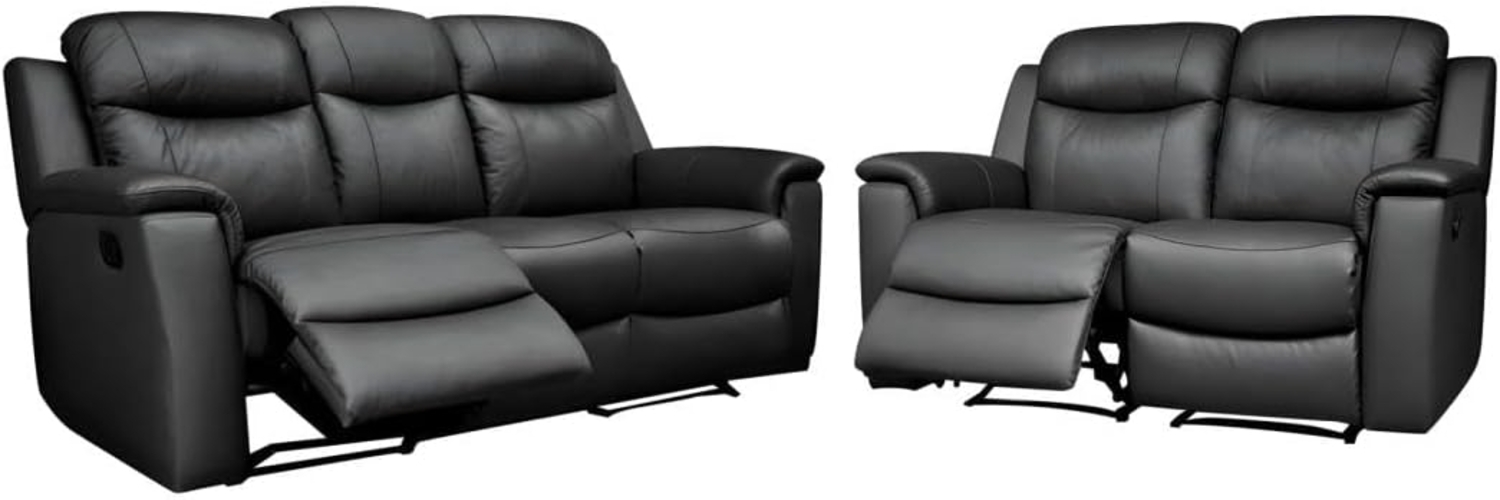 Vente-unique - Ledergarnitur Relax 3+2 - Schwarz - EVASION Bild 1