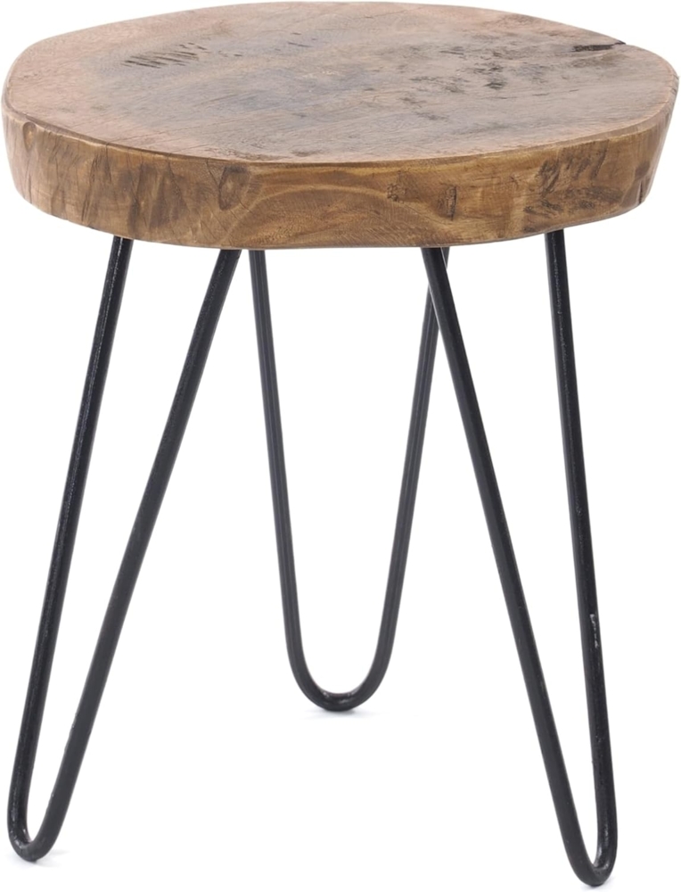 DESIGN DELIGHTS Beistelltisch BEISTELLTISCH "BAUMSCHEIBE", Holz, Metall, Ø 34 cm, Couchtisch Bild 1