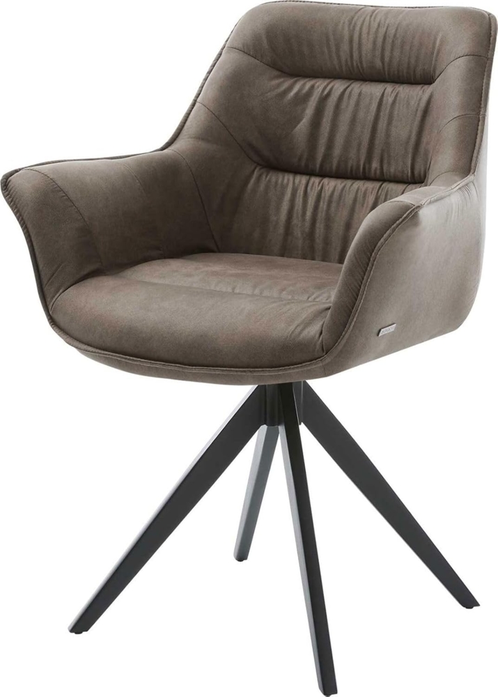 Esszimmerstuhl Kaira-Flex Mikrofaser Taupe Vintage Kreuzgestell kantig Schwarz Bild 1