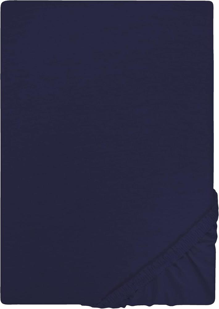 Biberna Jersey-Spannbetttuch, 100 % Baumwolle, Marine, 1x 140x200 cm - 160x200 cm Bild 1