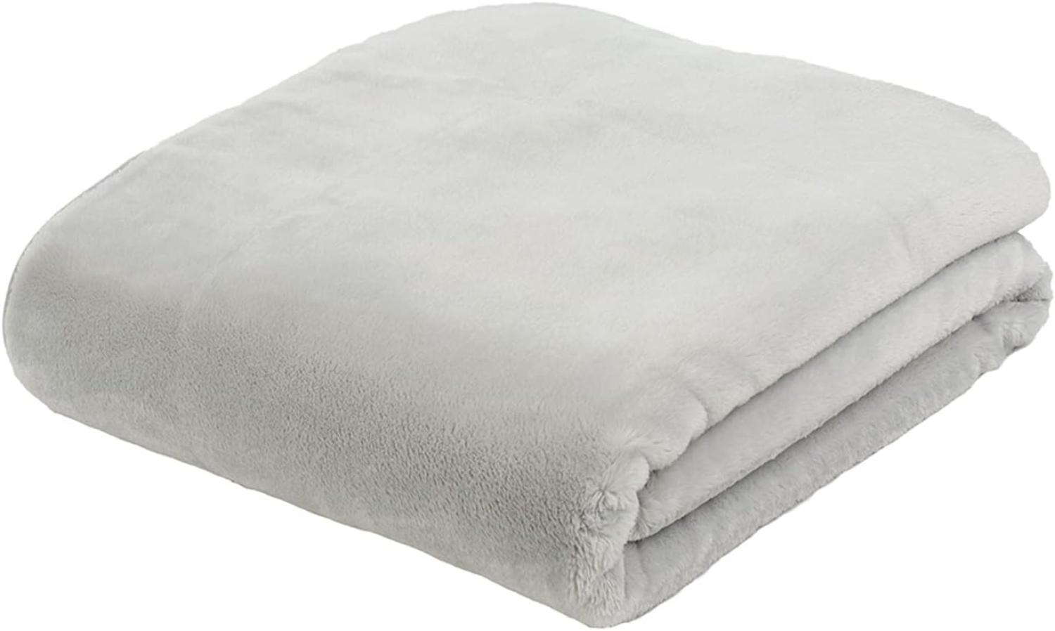 Premium Cashmere Kuscheldecke Tagesdecke Wohndecke 180 x 220 cm - Silber Bild 1