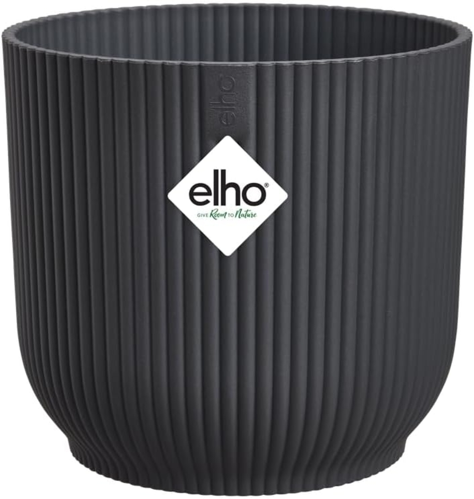 elho Vibes Fold Rund 16 Pflanzentopf - Blumentopf für Innen - 100% recyceltes Plastik - Ø 16.1 x H 14.8 cm - Schwarz/Anthrazit Bild 1