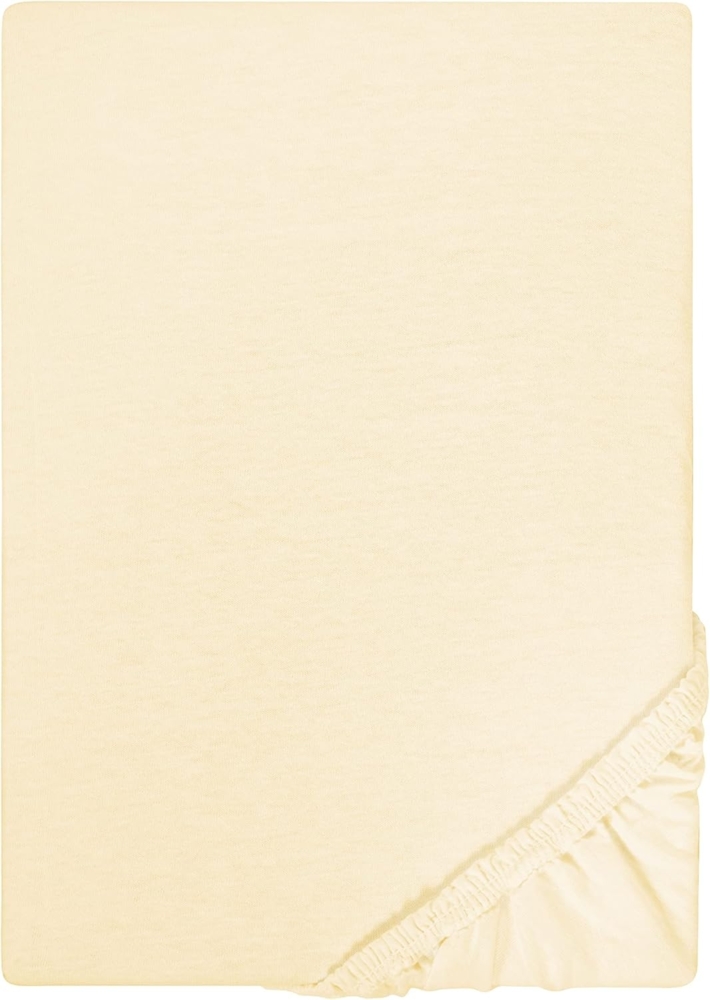 Biberna Jersey-Spannbetttuch, 100 % Baumwolle, Gelb, 1x 180x200 cm - 200x200 cm Bild 1