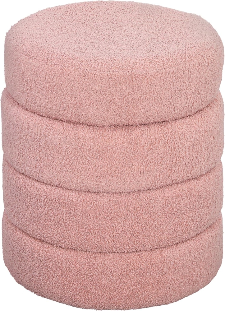HOMCOM Fußhocker Sitzhocker mit Sitzkissen (Runder Polsterhocker, 1 St, Fußstütze), für Wohnzimmer, Schlafzimmer, Rosa, Ø40 x 45 cm Bild 1