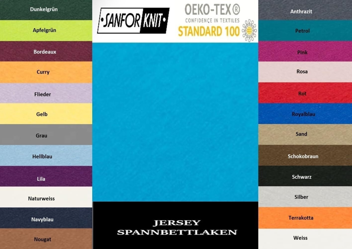 Jersey Spannbettlaken 90 - 100 x 200 cm Türkis Bild 1