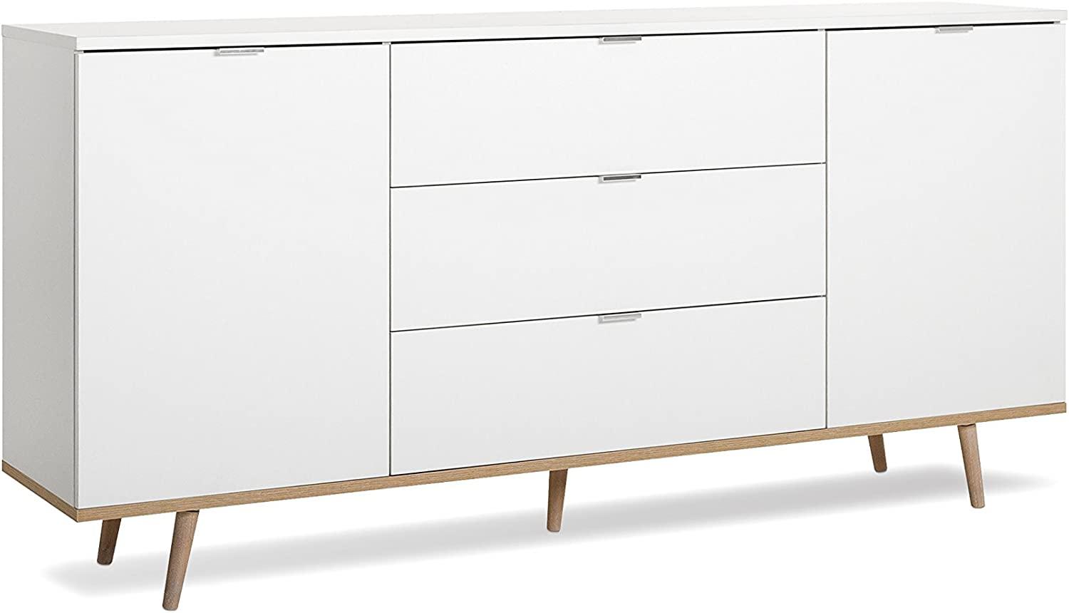 Sideboard - skandinavisches Design (B/H/T: ca. : 180 x 85 x 40 cm) Massivholzfüße, verchromte Metallgriffe - made in Germany Bild 1