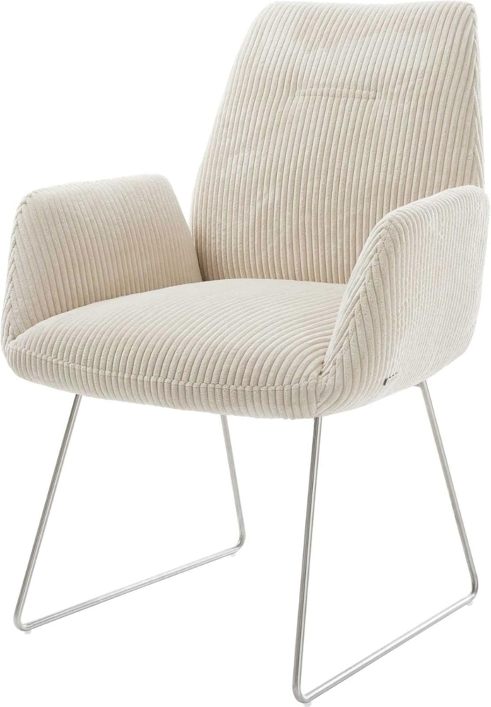 Esszimmerstuhl Zoa-Flex Cord Beige Kufengestell Edelstahl Taschenfederkern Bild 1