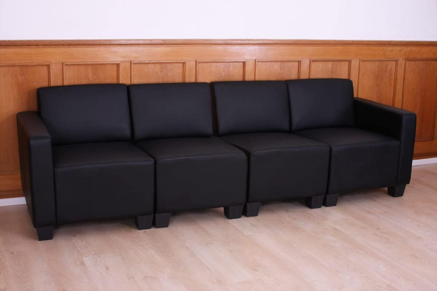 Modular 4-Sitzer Sofa Couch Lyon, Kunstleder ~ schwarz Bild 1