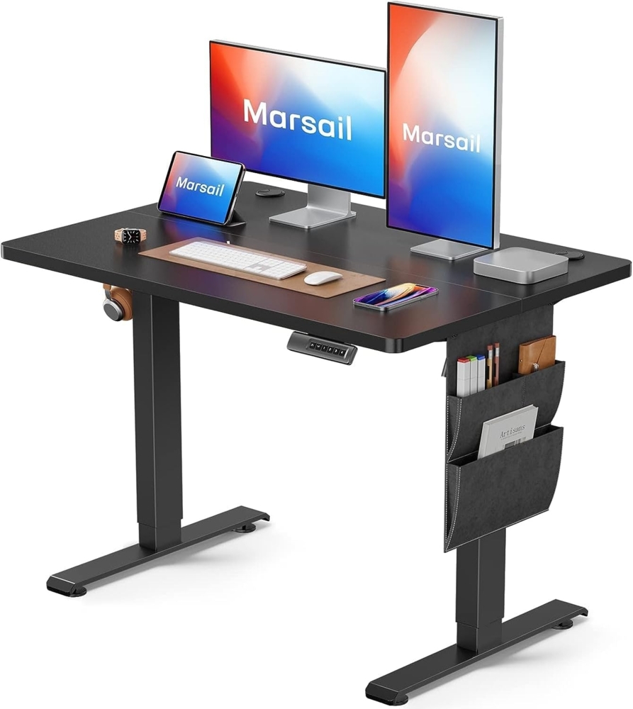 Marsail Höhenverstellbarer Schreibtisch, Elektrischer Höhenverstellbarer Schreibtisch mit Storage Tasche, Stehpult für Home Office Computertisch… Bild 1