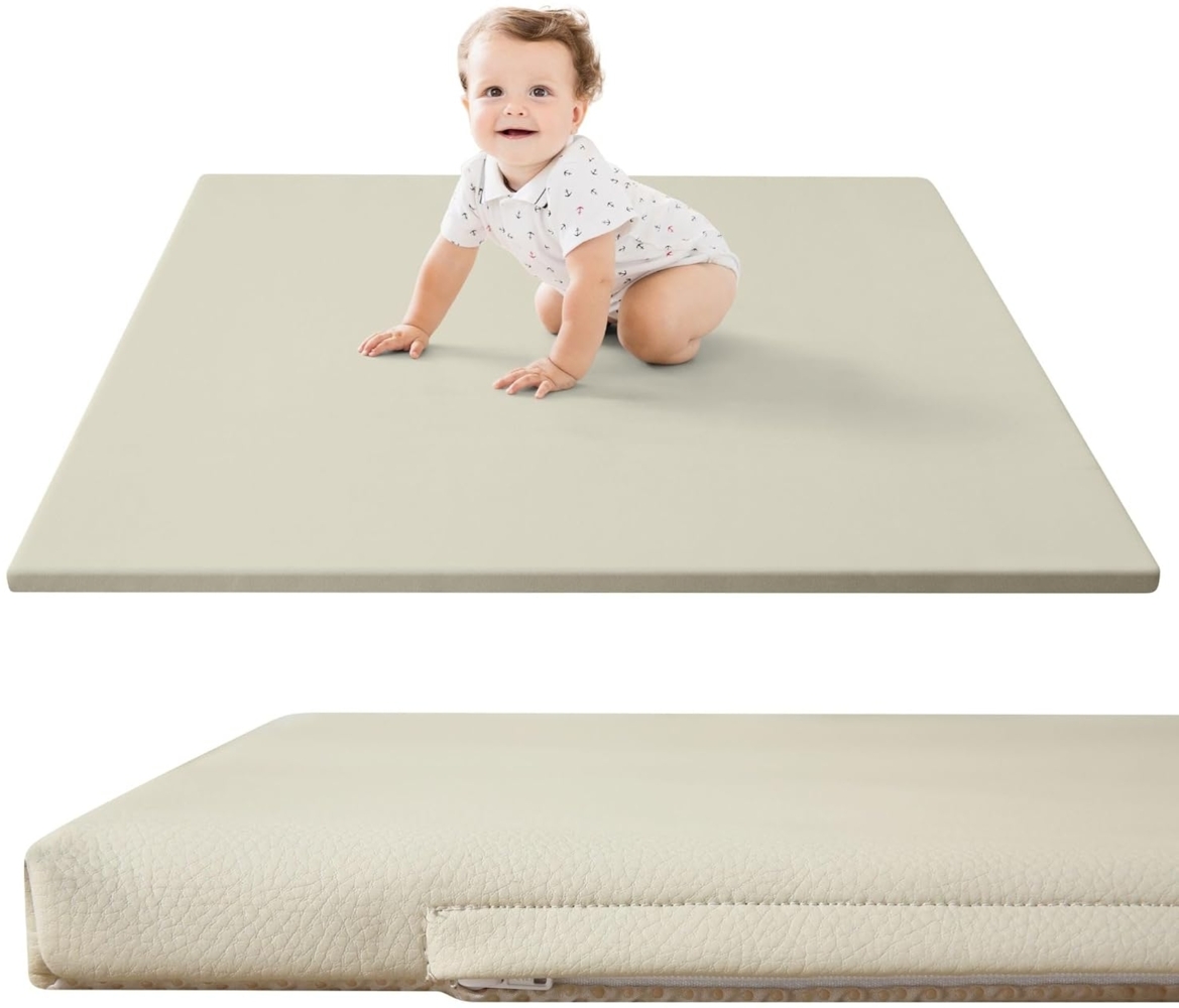 Hakuna Matte Kinderteppich für Baby aus veganem Leder 120x120x2,5cm, Höhe: 25 mm, Extra-weich, Abwischbar, Rutschfeste Rückseite Bild 1