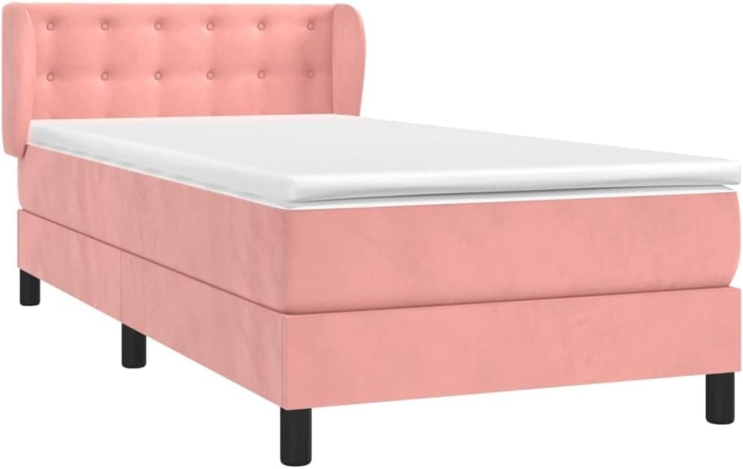 vidaXL Boxspringbett mit Matratze Rosa 90x200 cm Samt 3127714 Bild 1