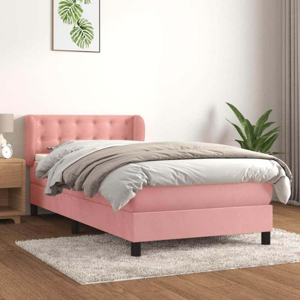 vidaXL Boxspringbett mit Matratze Rosa 90x200 cm Samt 3127714 Bild 1