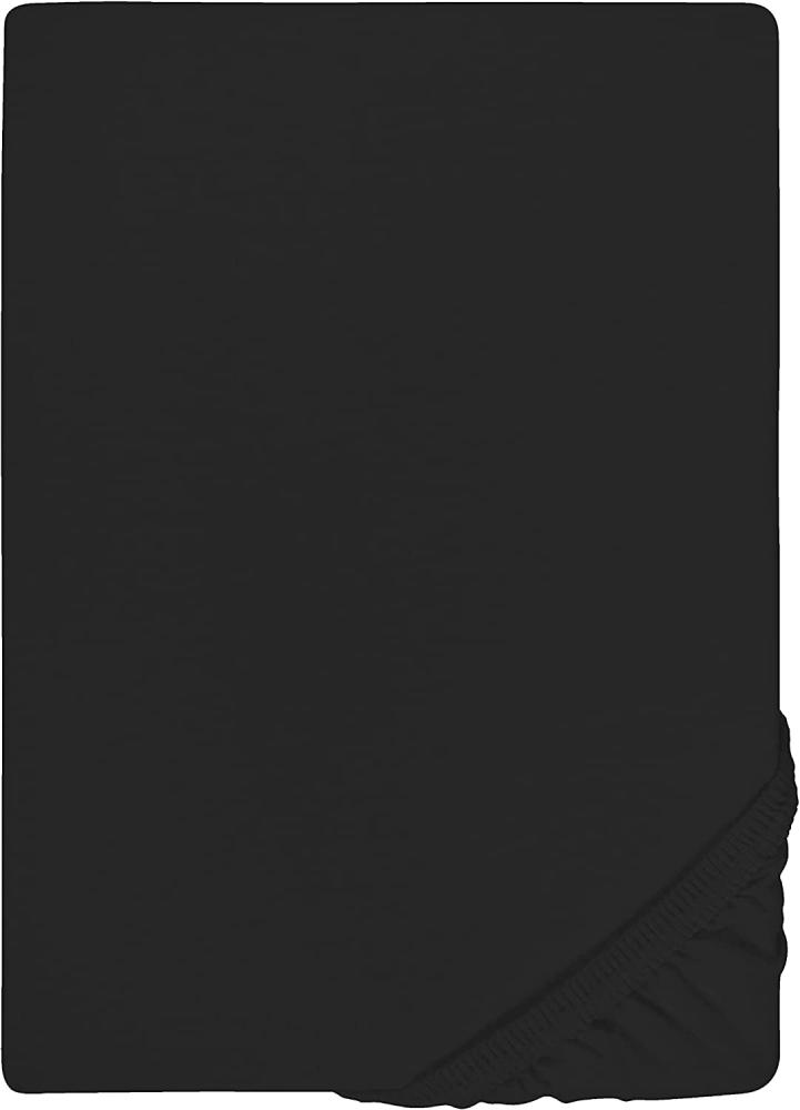 Biberna Jersey Elasthan Spannbettlaken Spannbetttuch 120x200 cm - 130x220 cm Schwarz Bild 1