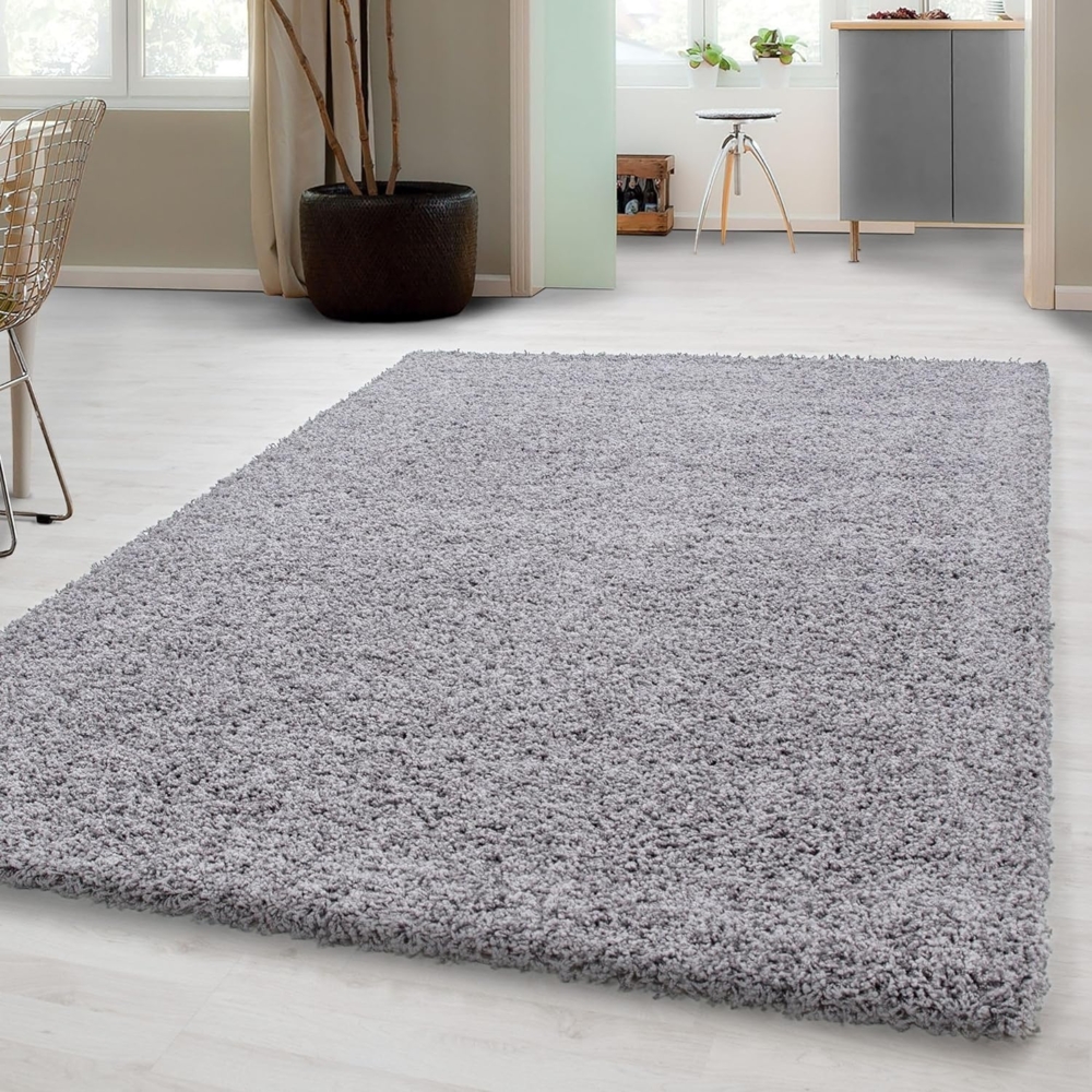 Carpetsale24 Shaggy Hochflor Teppich Läufer Flur 100x200 cm Hellgrau - Modern Flauschiger Teppich Extra Weich, Pflegeleicht und Einfarbig - Ideal als Teppich für Küche, Schlafzimmer und Esszimmer Bild 1