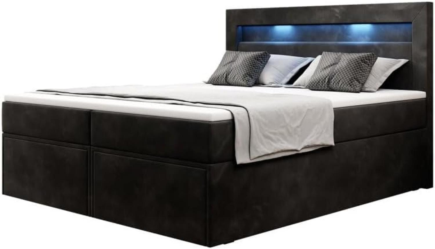 Boxspringbett Amelie mit LED und Stauraum 140x200 Blau H4 Bild 1