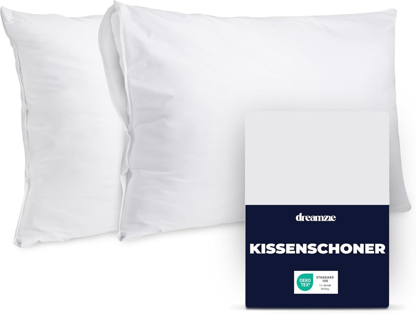 Dreamzie Kissenschoner 80x80 cm - 2er-Set - Kissenbezug wasserdicht und Öko-TEX - Kopfkissen Schutzbezug Schwitzen mit Reißverschluss Bild 1