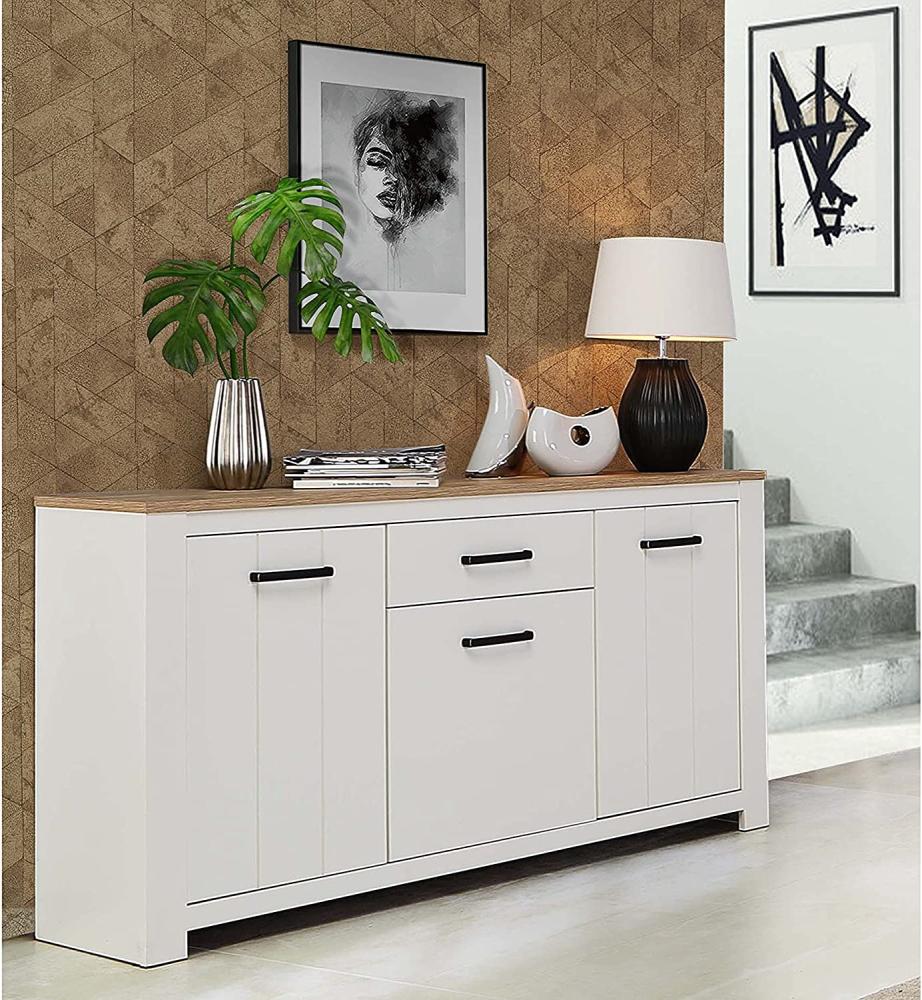 Sideboard >Chelles< in Weiß matt - 161,4x95,7x42,2cm (BxHxT) Bild 1