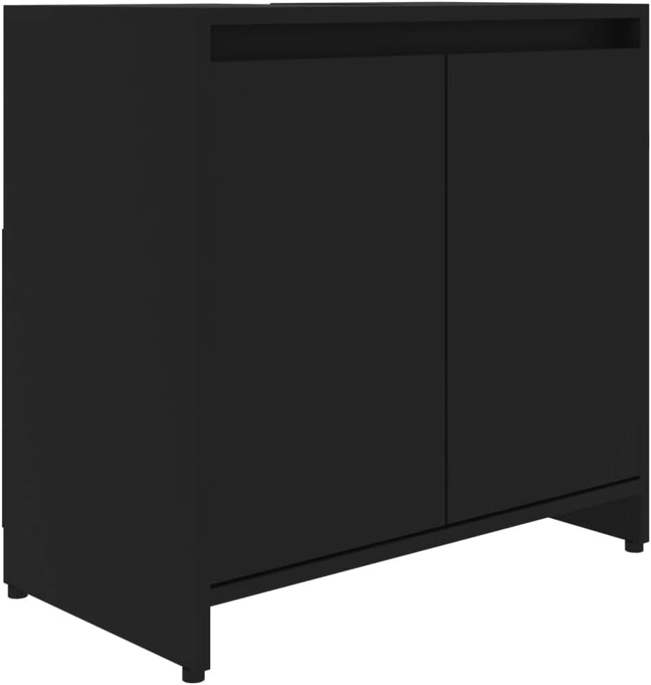 vidaXL Badezimmerschrank Waschbeckenunterschrank Waschtischunterschrank Badschrank Kommode Badmöbel Schrank Schwarz 60x33x61cm Spanplatte Bild 1