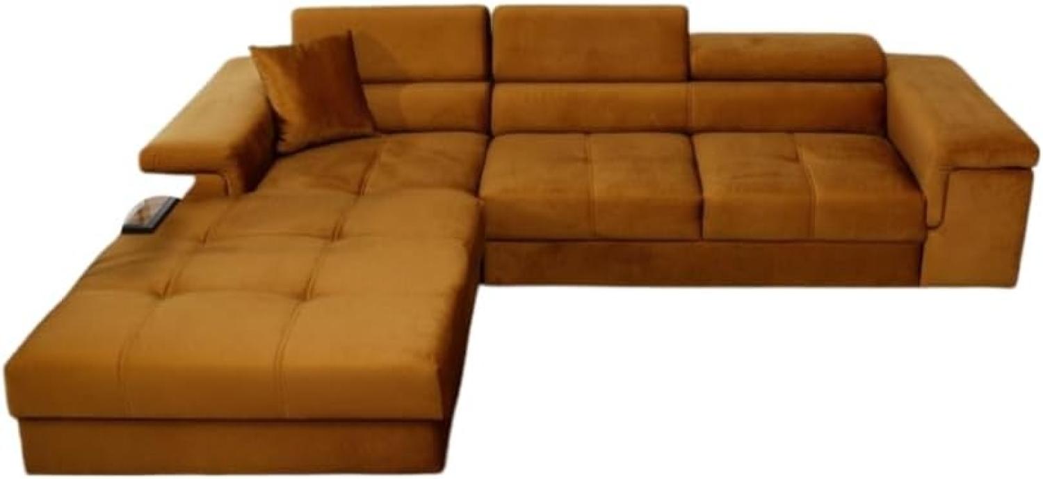 Designer Sofa Elegante mit Schlaf- und Klappfunktion Senf Links Bild 1