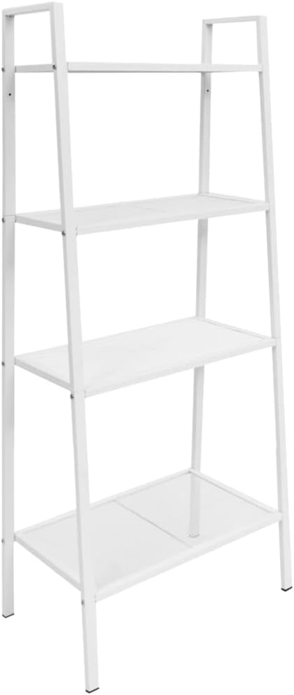 vidaXL Leiter-Bücherregal 4 Ebenen Metall Weiß Bild 1