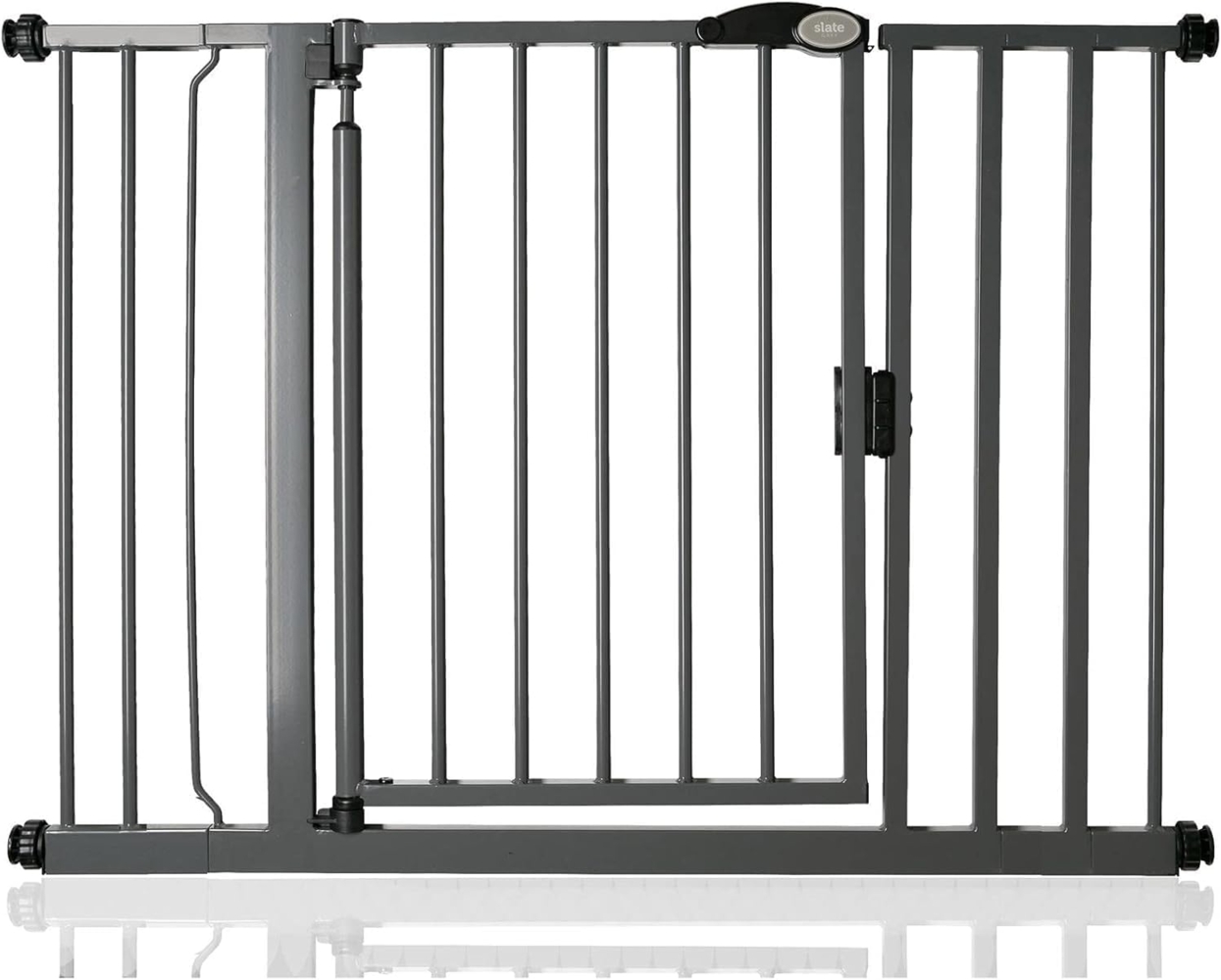 Safetots Druckmontage Selbstschließendes Treppengitter, 103.8cm - 110.8cm, Schiefergrau, Automatisch Schließendes Babygitter, Sicherheitsbarriere für Kleinkinder, Einfache Installation Bild 1