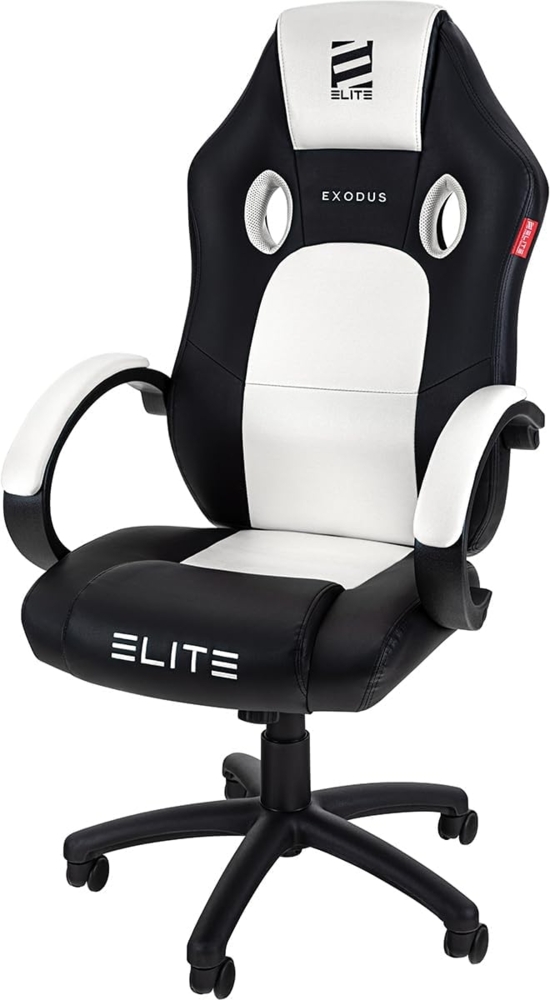 ELITE Gaming Stuhl MG100 EXODUS - Ergonomischer Bürostuhl - Schreibtischstuhl - Chefsessel - Sessel - Racing Gaming-Stuhl - Gamingstuhl - Drehstuhl - Chair - Kunstleder Sportsitz (Schwarz/Weiß) Bild 1