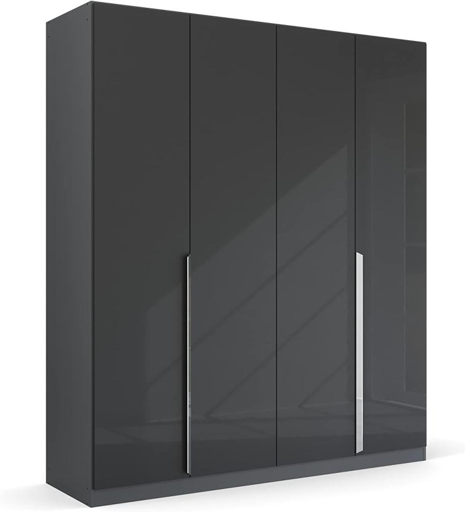 Kleiderschrank Drehtürenschrank Glamour | 4-türig | effektgrau Hochglanz / grau metallic 181x210 Bild 1