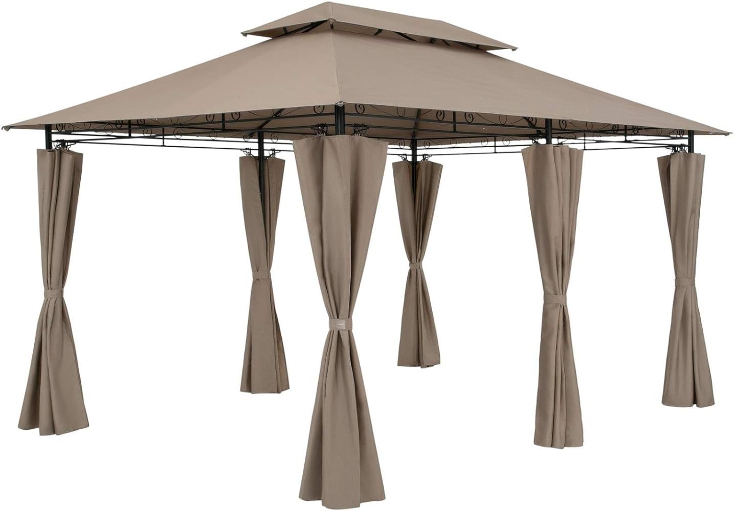 Deuba Pavillon Gartenzelt Gartenpavillon Topas 3x4 m Seitenteile Metall Wasserabweisend taupe Gartenpavillon Bild 1