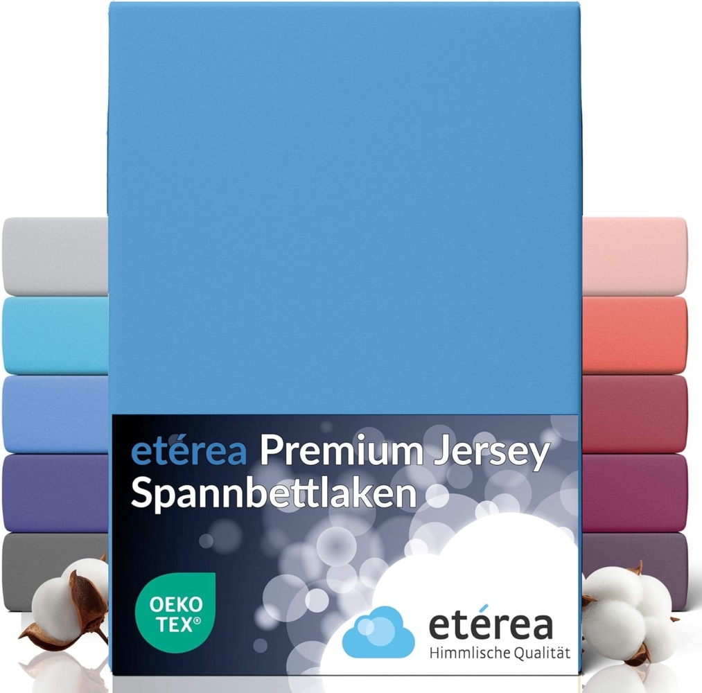 etérea Premium Jersey Spannbettlaken Hellblau 140x200 - 160x200 cm Bild 1