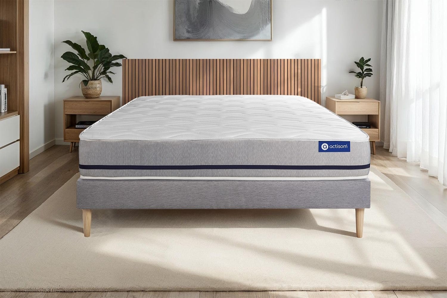 Actimemo soft matratze 130x200 cm + Bettgestell mit lattenrost - Dicke : 20cm - Memory-schaum - H3 Bild 1