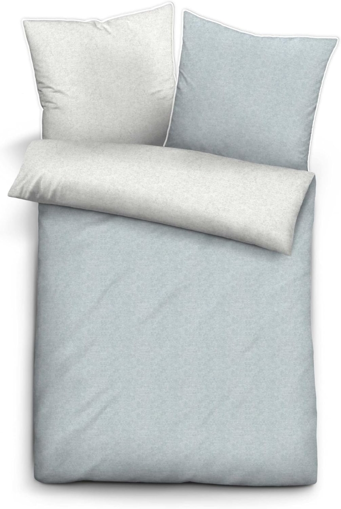 biberna Melange-Flanell Bettwäsche 0840500 MELANGE UNI, ciel, 1x 135x200 cm + 1x 80x80 cm Bild 1