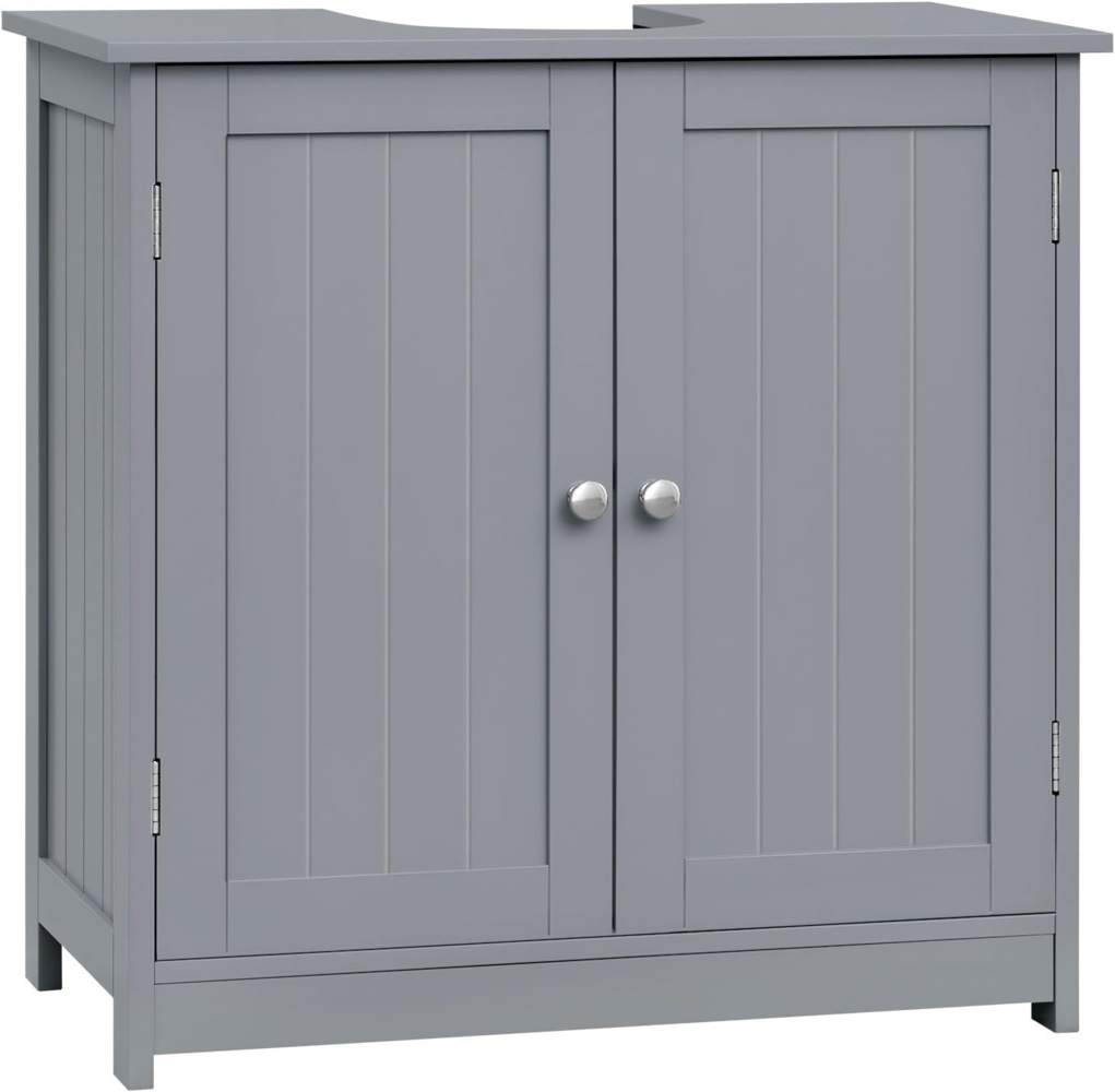 WOLTU Waschbeckenunterschrank,Unterschrank,Badezimmerschrank mit 2 Türen, Badschrank Badregal Waschtisch Holz Grau Bad waschbecken 60 x 60 x 30 cm Bild 1