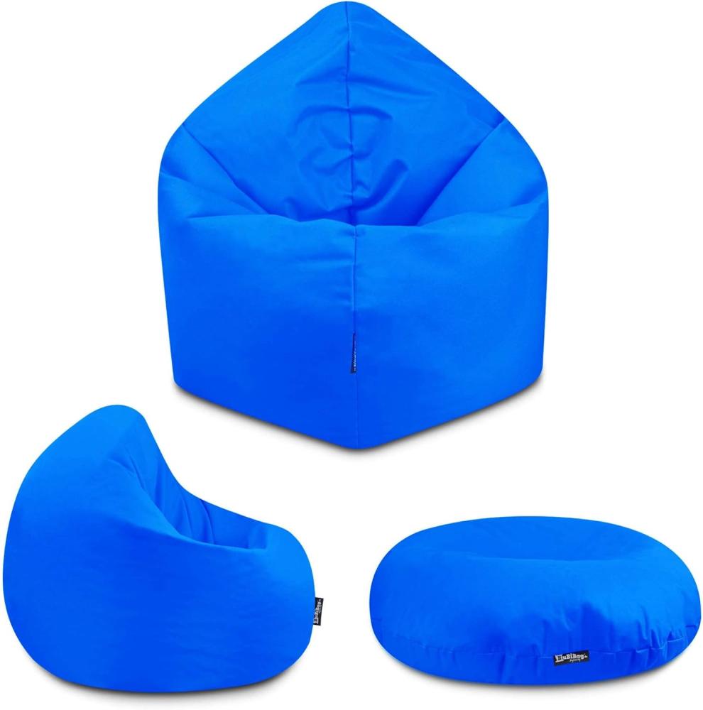 BuBiBag - 2in1 Sitzsack Bodenkissen - Outdoor Sitzsäcke Indoor Beanbag, Königsblau, Ø 100,0 cm Bild 1