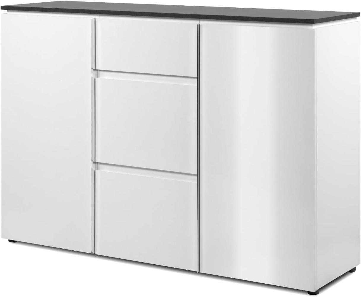 Sideboard Briec in weiß Glanz und Matera grau 133 cm Bild 1