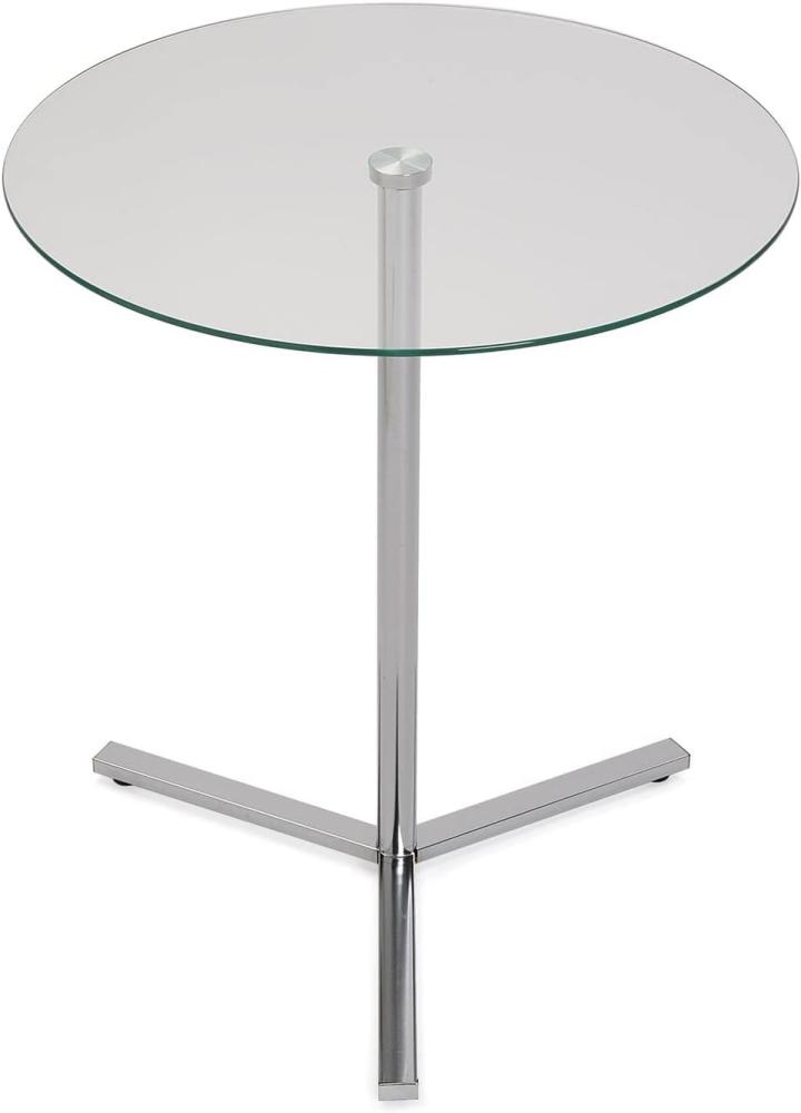 Versa Bude Beistelltisch für das Wohnzimmer, Schlafzimmer oder die Küche. Moderner, niedriger Tisch, Maßnahmen (H x L x B) 56 x 50 x 50 cm, Glas und Metall, Farbe: Silber Bild 1