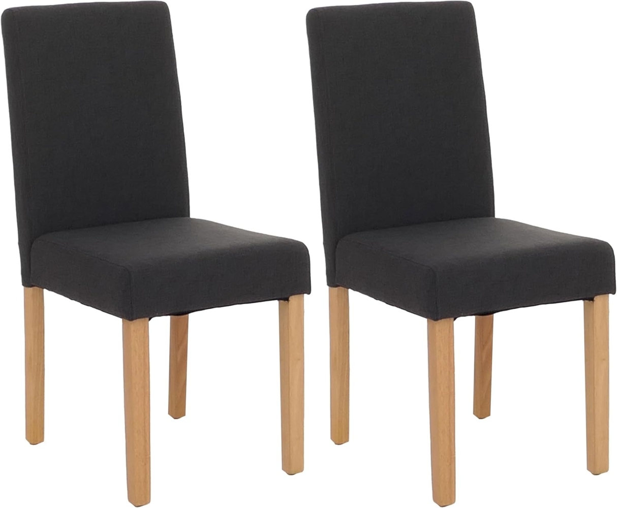 2er-Set Esszimmerstuhl Stuhl Küchenstuhl Littau ~ Textil, schwarz, helle Beine Bild 1
